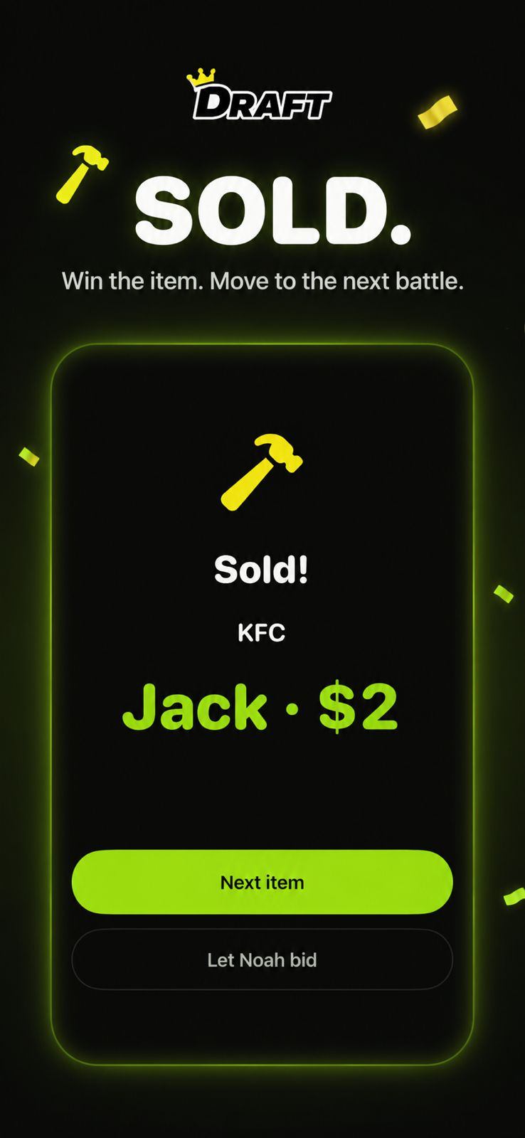 DRAFT sold result